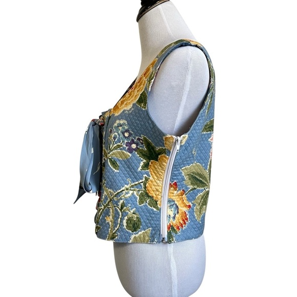 My Boyfriend's Back Womens Floral Quilted Bustier Corset Top SZ Large Blue USA - Picture 4 of 9
